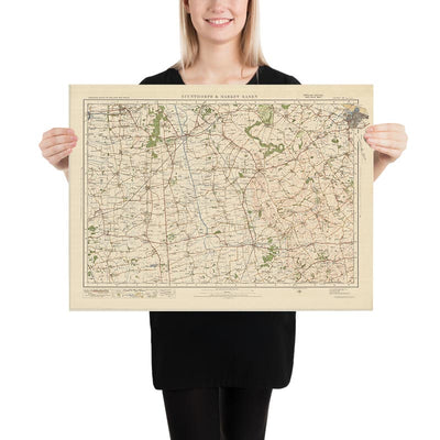 Mapa antiguo de Ordnance Survey, Hoja 39 - Scunthorpe & Market Rasen, 1925: Brigg, Caistor, Kirton in Lindsey, Grimsby, Lincolnshire Wolds AONB