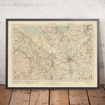 Alte Ordnance Survey-Karte, Blatt 43 - Chester, 1925: Flint, Widnes, Ellesmere Port, Mold, Clwydian Range und Dee Valley AONB 