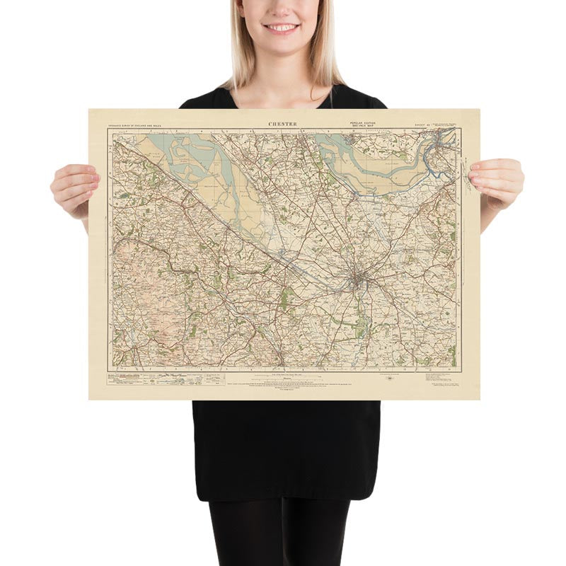 Old Ordnance Survey Map, Sheet 43 - Chester, 1925: Flint, Widnes, Ellesmere Port, Mold, Clwydian Range and Dee Valley AONB