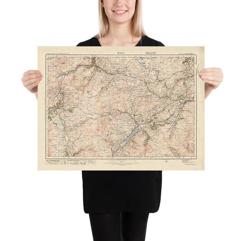 Old Ordnance Survey Map, Blatt 50 – Bala, 1925: Corwen, Blaenau Ffestiniog, Trawsfynydd, Coed y Brenin Forest Park, Eryri National Park (Snowdonia)