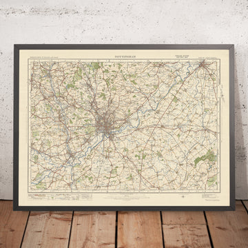 Alte Ordnance Survey-Karte, Blatt 54 - Nottingham, 1925: Ilkeston, Heanor, Long Eaton, Newark-on-Trent, Southwell 