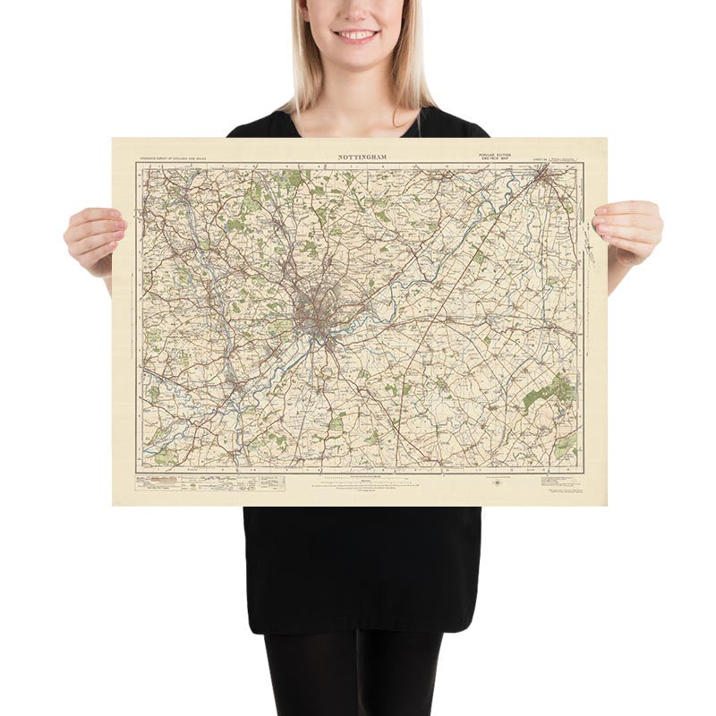 Old Ordnance Survey Map, Blatt 54 – Nottingham, 1925: Ilkeston, Heanor, Long Eaton, Newark-on-Trent, Southwell
