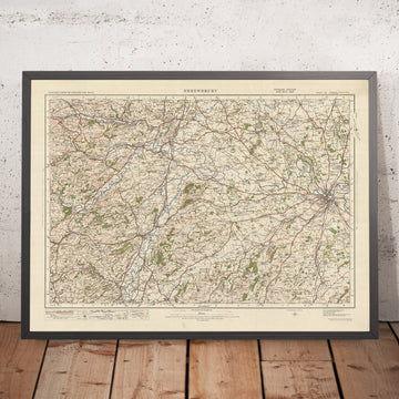 Alter Ordnance Survey Karte, Blatt 60 - Shrewsbury, 1925: Welshpool, Llanfyllin, Llanrhaeadr-ym-Mochnant, Llanfair Caereinion, Shropshire Hills AONB 