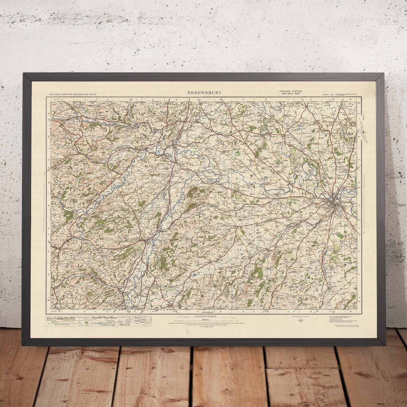 Old Ordnance Survey Map, Blatt 60 – Shrewsbury, 1925: Welshpool, Llanfyllin, Llanrhaeadr-ym-Mochnant, Llanfair Caereinion, Shropshire Hills AONB