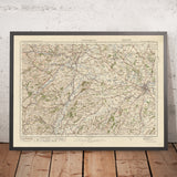 Alter Ordnance Survey Karte, Blatt 60 - Shrewsbury, 1925: Welshpool, Llanfyllin, Llanrhaeadr-ym-Mochnant, Llanfair Caereinion, Shropshire Hills AONB 