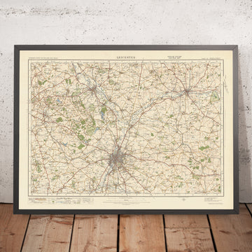 Carte Old Ordnance Survey, feuille 63 - Leicester, 1925 : Loughborough, Coalville, Melton Mowbray, Wigston, Shepshed