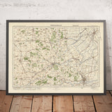 Alter Ordnance Survey Karte, Blatt 64 - Peterborough, 1925: Stamford, Oakley, Bourne, Spalding, Burghley House 