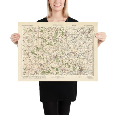 Old Ordnance Survey Map, Sheet 64 - Peterborough, 1925: Stamford, Oakley, Bourne, Spalding, Burghley House