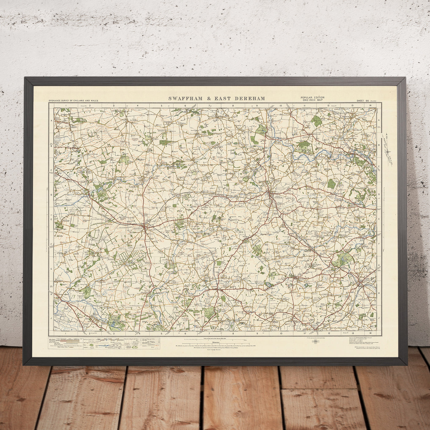 Old Ordnance Survey Map, Sheet 66 - Swaffam & East Dereham, 1925: Watton, Wymondham, Attleborough, Reepham, Oxburgh Estate