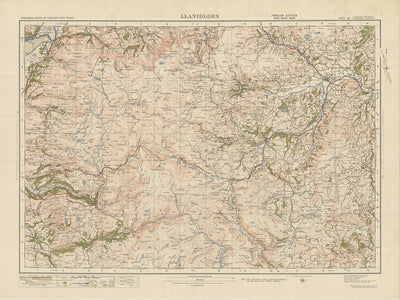 Mapa de Old Ordnance Survey, hoja 69 - Llanidloes, 1925: Carno, Caersws, Llanbrynmair, Ponterwyd, Devil's Bridge Falls