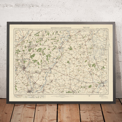 Old Ordnance Survey Map, Blatt 74 – Kettering & Huntingdon, 1925: Corby, Oundle, Wellingborough, Huntingdon, Yaxley