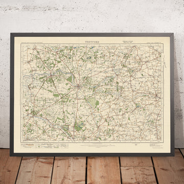 Mapa de Old Ordnance Survey, hoja 76 - Thetford, 1925: Brandon, Mildenhall, Diss, Lakenheath, East Harling