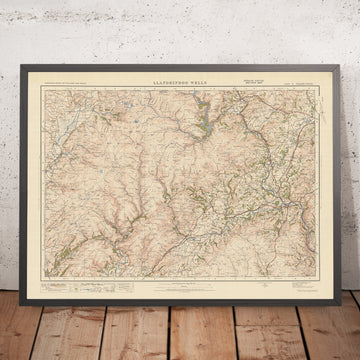 Carte Old Ordnance Survey, feuille 79 - Llandrindod Wells, 1925 : Builth Wells, Rhayader, Llanwrtyd Wells, Tregaron, Elan Valley