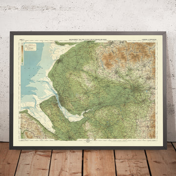 Mappa OS antica di Liverpool e Manchester di Bartholomew, 1901: Mersey, Pennine Hills, Peak District, Chester, Ferrovie 