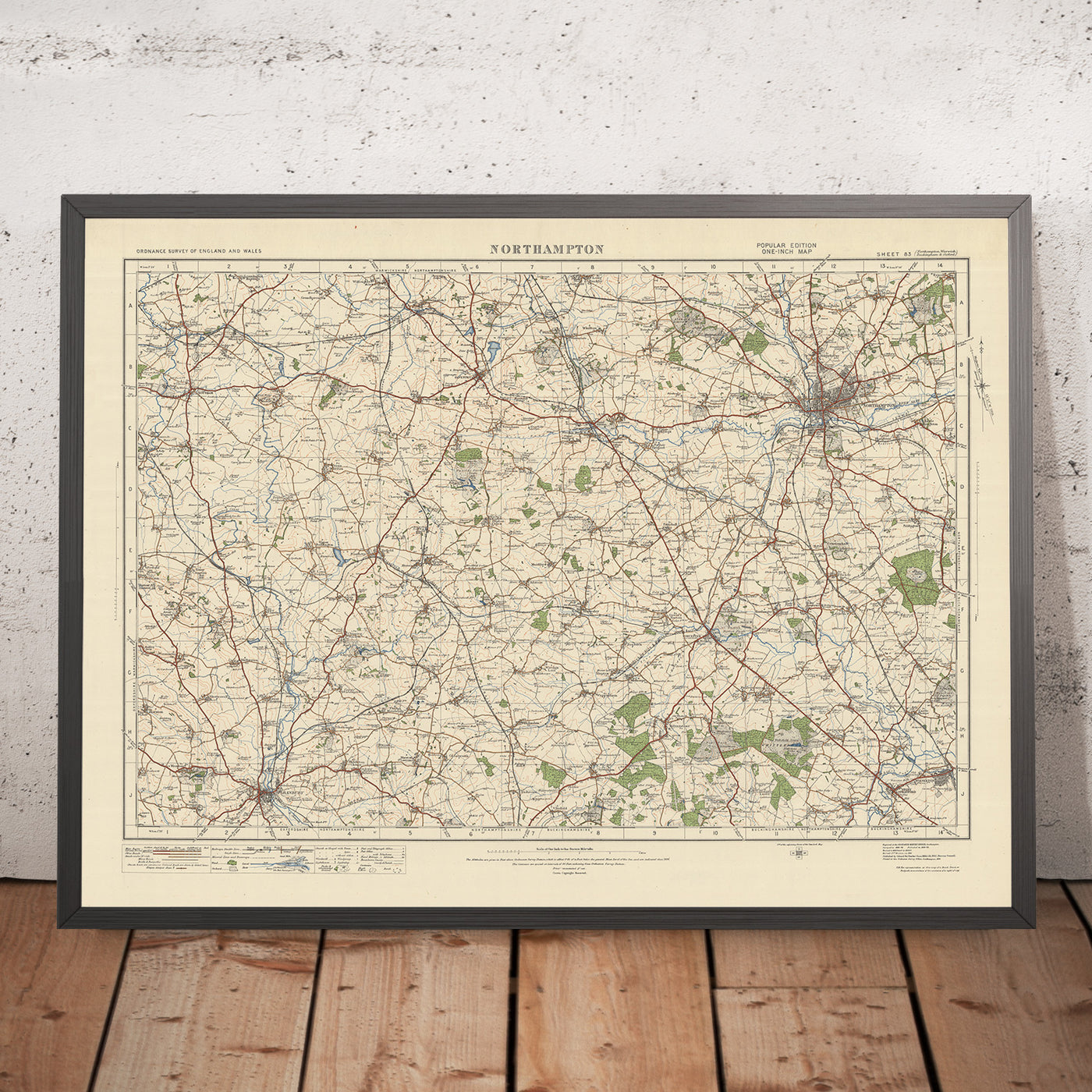 Old Ordnance Survey Map, Blatt 83 – Northampton, 1925: Banbury, Daventry, Towcester, Wolverton, Silverstone