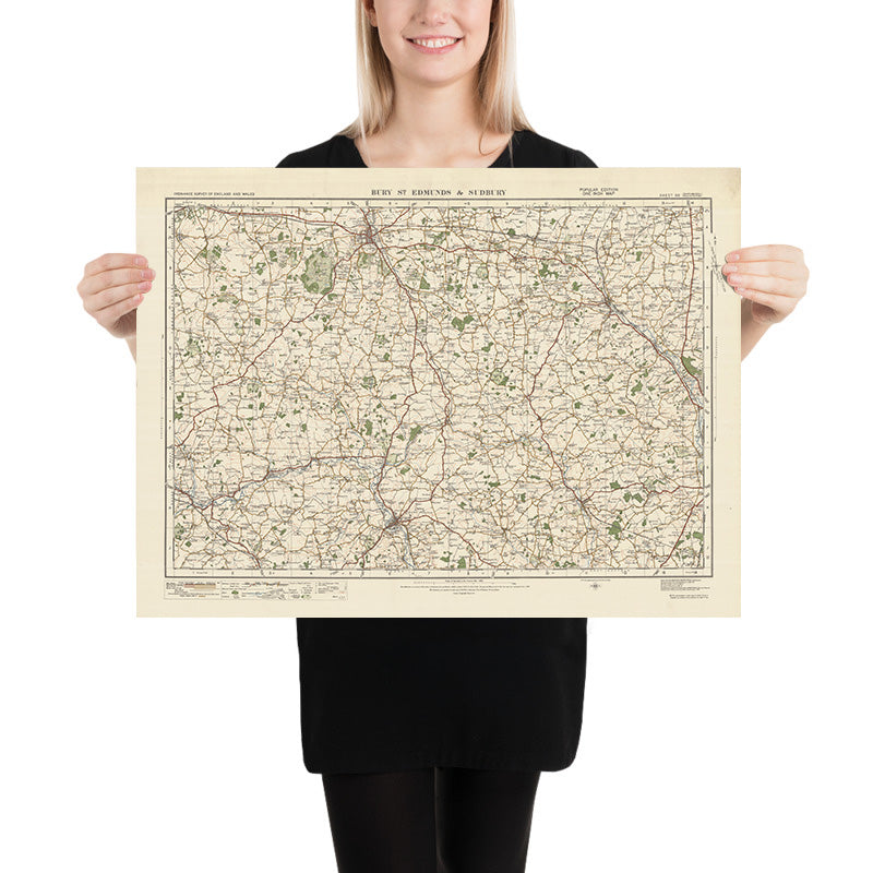 Mapa de Old Ordnance Survey, hoja 86 - Bury St. Edmunds y Sudbury, 1925: Haverhill, Stowmarket, Hadleigh, Needham Market, Glemsford