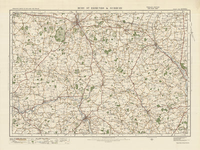 Carte de l'Old Ordnance Survey, feuille 86 - Bury St. Edmunds & Sudbury, 1925 : Haverhill, Stowmarket, Hadleigh, Needham Market, Glemsford