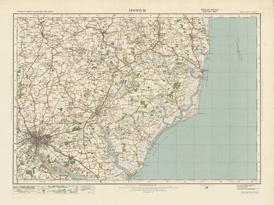 Old Ordnance Survey Map, Sheet 87 - Ipswich, 1925: Saxmundham, Aldeburgh, Leiston, Woodbridge, Suffolk Coast & Heaths AONB