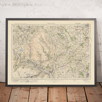 Mapa de Old Ordnance Survey, hoja 91 - Abergavenny, 1925: Crickhowell, Hereford, Brynmawr, Monmouth, Parque Nacional Bannau Brycheiniog