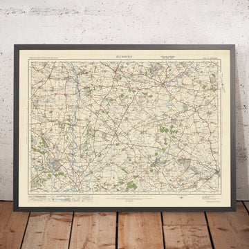 Carte Old Ordnance Survey, feuille 94 - Bicester, 1925 : Buckingham, Brackley, Aylesbury, Kidlington, Woodstock
