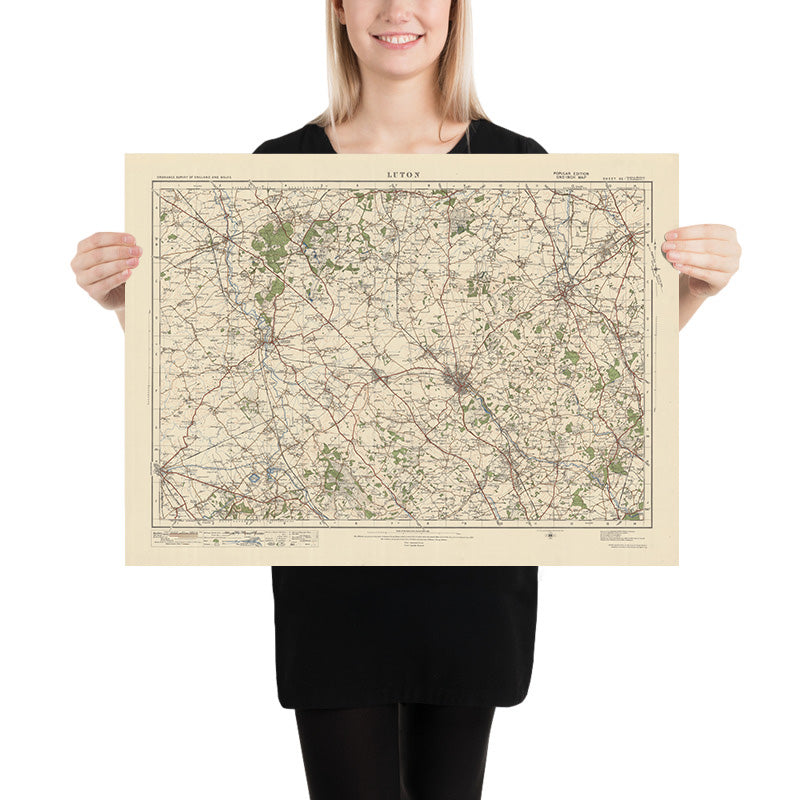 Old Ordnance Survey Map, Blatt 95 – Luton, 1925: Leighton Buzzard, Hitchin, Stevenage, Dunstable, Milton Keynes