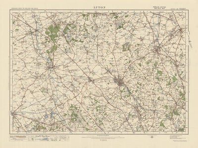 Old Ordnance Survey Map, Sheet 95 - Luton, 1925: Leighton Buzzard, Hitchin, Stevenage, Dunstable, Milton Keynes