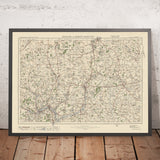 Carte Old Ordnance Survey, feuille 96 - Hertford & Bishops Stortford, 1925 : Harlow, Saffron Walden, Ware, Hoddesdon et Great Dunmow