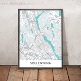 Moderne Stadtkarte von Sollentuna, Schweden: Sollentuna, Tureberg, Häggvik, E4, E18 