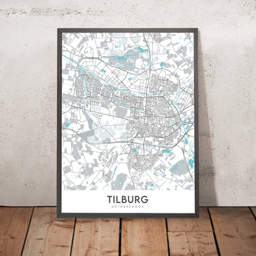 Mappa della città moderna di Tilburg, Paesi Bassi: Università di Tilburg, Museo De Pont, Museo di Storia Naturale del Brabante, Museo del Tessile, Palazzo del Comune 
