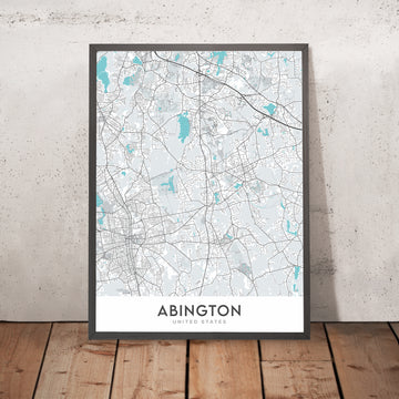 Mappa della città moderna di Abington, MA: Municipio di Abington, Biblioteca pubblica di Abington, Route 18, Route 27, Route 58 