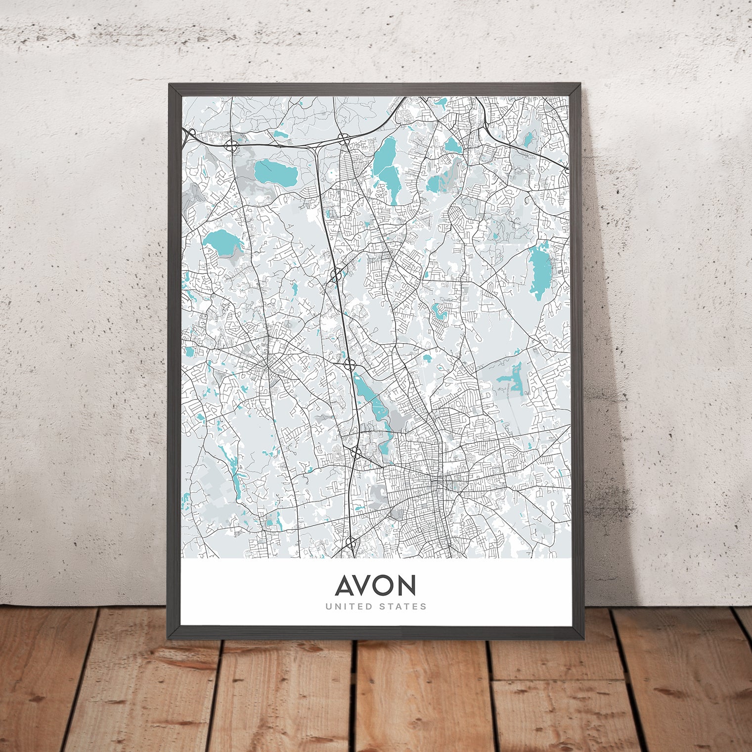 Plan de la ville moderne d'Avon, MA : hôtel de ville d'Avon, bibliothè ...