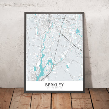 Mappa della città moderna di Berkley, MA: Berkley Common, Dighton Rock State Park, fiume Taunton, fiume Assonet, area di conservazione Myricks 