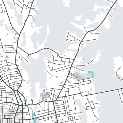 Modern City Map of Acushnet, MA: Acushnet Center, North Acushnet, South Acushnet, East Acushnet, West Acushnet