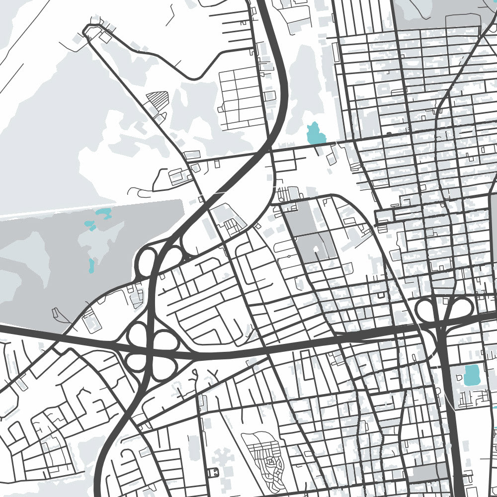 Modern City Map of New Bedford, MA: Downtown, North End, West End, South End, East End