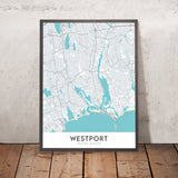 Mapa moderno de la ciudad de Westport, Massachusetts: Horseneck Beach, Ayuntamiento de Westport, Biblioteca pública de Westport, Sociedad histórica de Westport, The Point