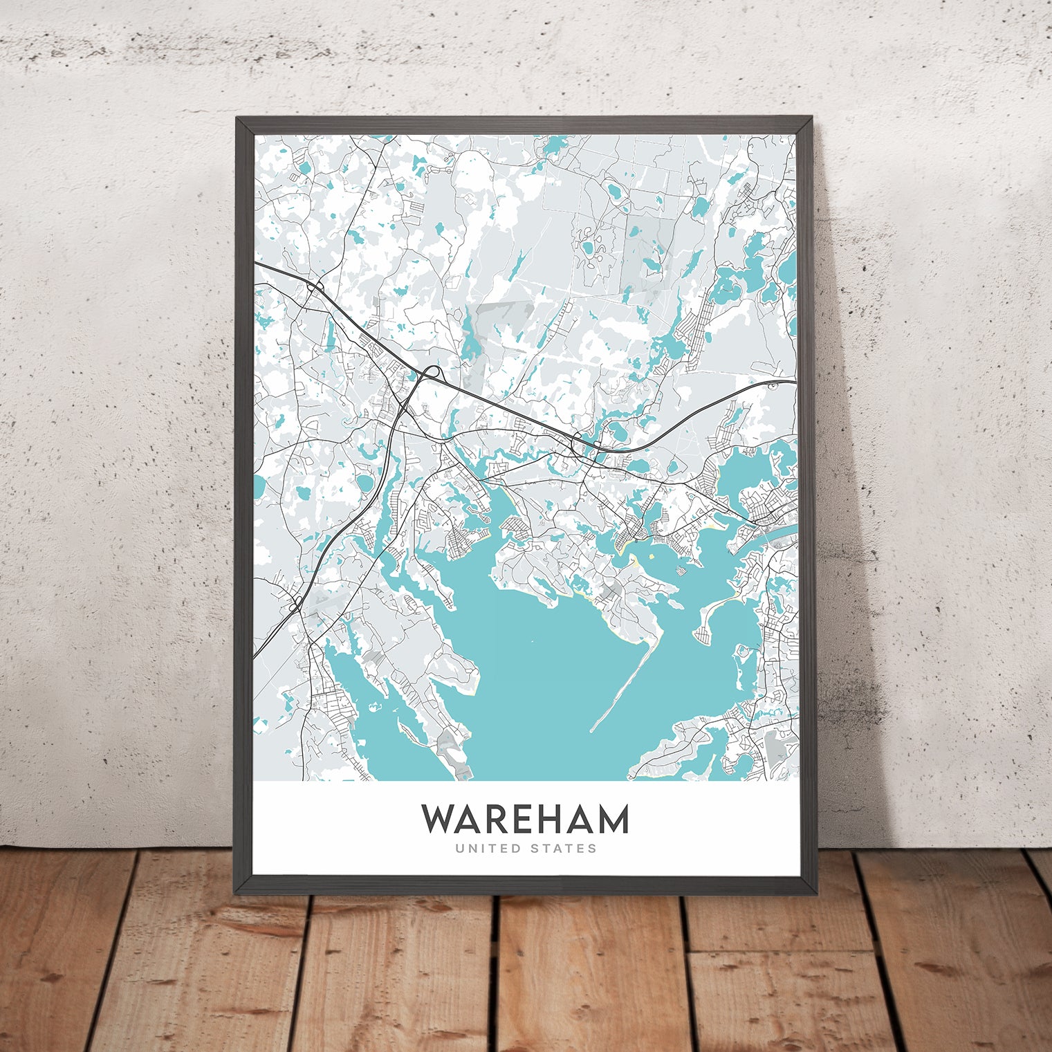 Modern City Map of Wareham, MA: Agawam River, Buttermilk Bay, Great Ne ...