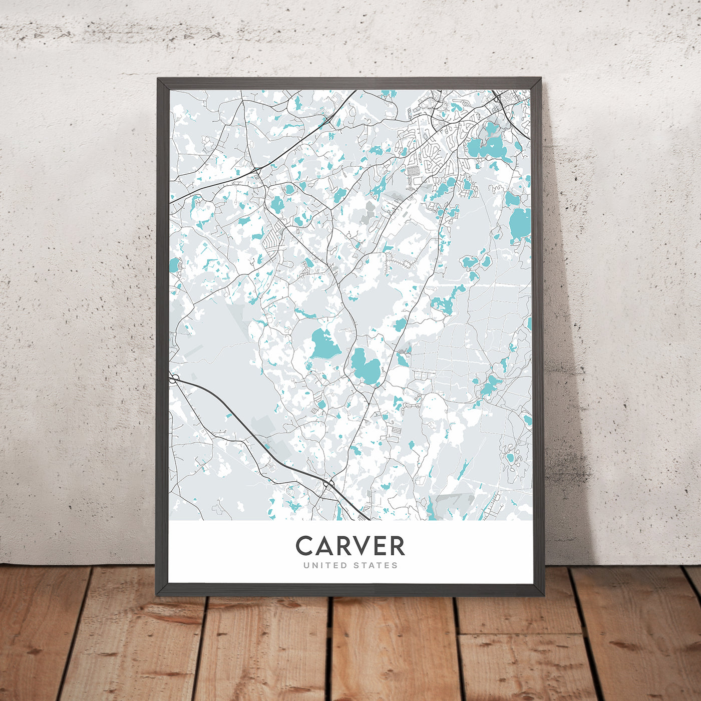Modern City Map of Carver, MA: Carver Center, Carver Town Hall, MA-58, MA-36, County Road