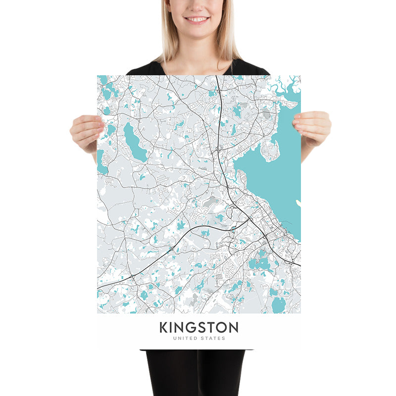 Moderner Stadtplan von Kingston, MA: Kingston Collection, Silver Lake, Jones River, MA-3A, US-44