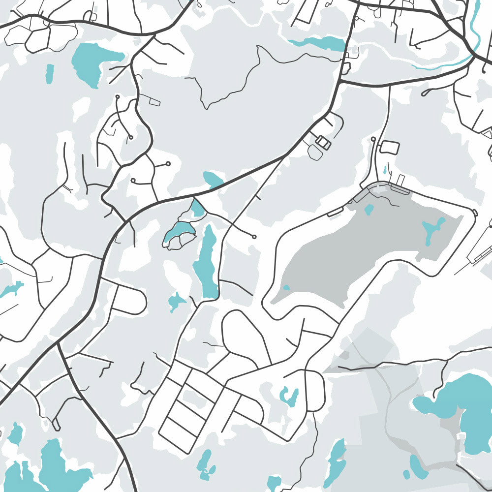 Mapa de la ciudad moderna de Kingston, MA: Colección Kingston, Silver Lake, Jones River, MA-3A, US-44