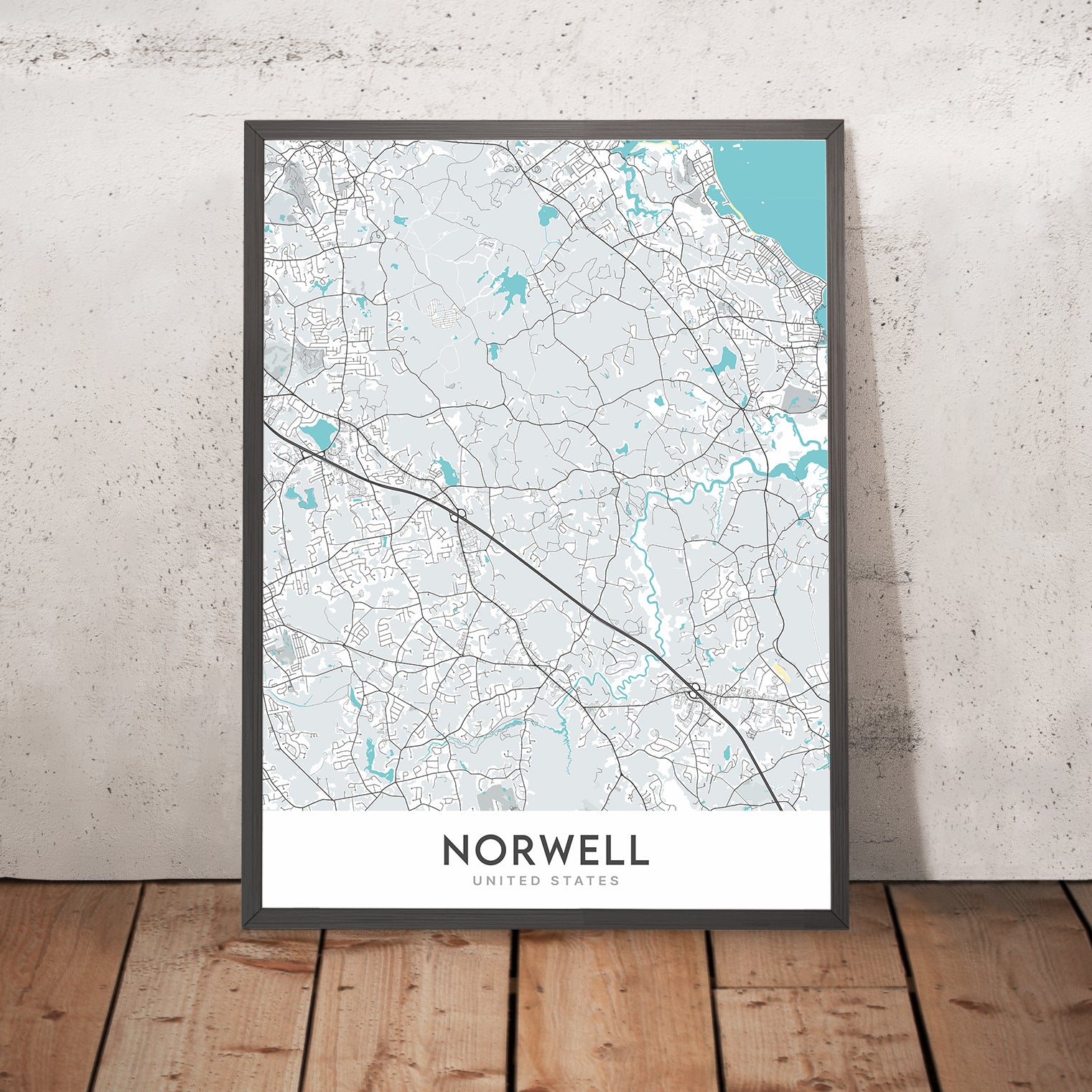 Modern City Map of Norwell, MA: Norwell Center, North River, South Riv ...