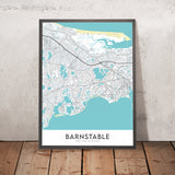 Mappa della città moderna di Barnstable, MA: Barnstable Village, Hyannis, Sandy Neck Beach, Route 6, Route 28 
