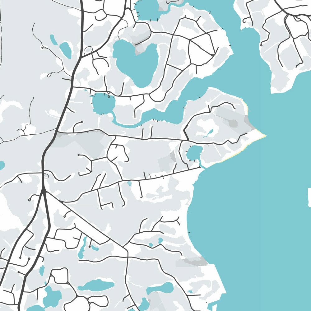 Mapa moderno de la ciudad de Orleans, MA: Nauset Beach, Skaket Beach, Rock Harbor, Pleasant Bay, Cape Cod National Seashore