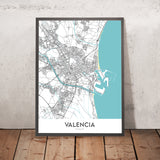 Plan de la ville moderne de Valence, Espagne : Ciutat Vella, El Carmen, Ruzafa, Cité des Arts et des Sciences, Jardins du Turia