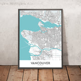Plan de la ville moderne de Vancouver, Canada : centre-ville, parc Stanley, rue Granville, Gastown, BC Place