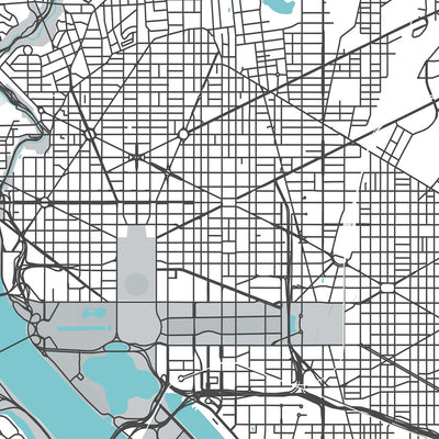 Modern City Map of Washington, DC: White House, Capitol Hill, National Mall, Georgetown, Dupont Circle