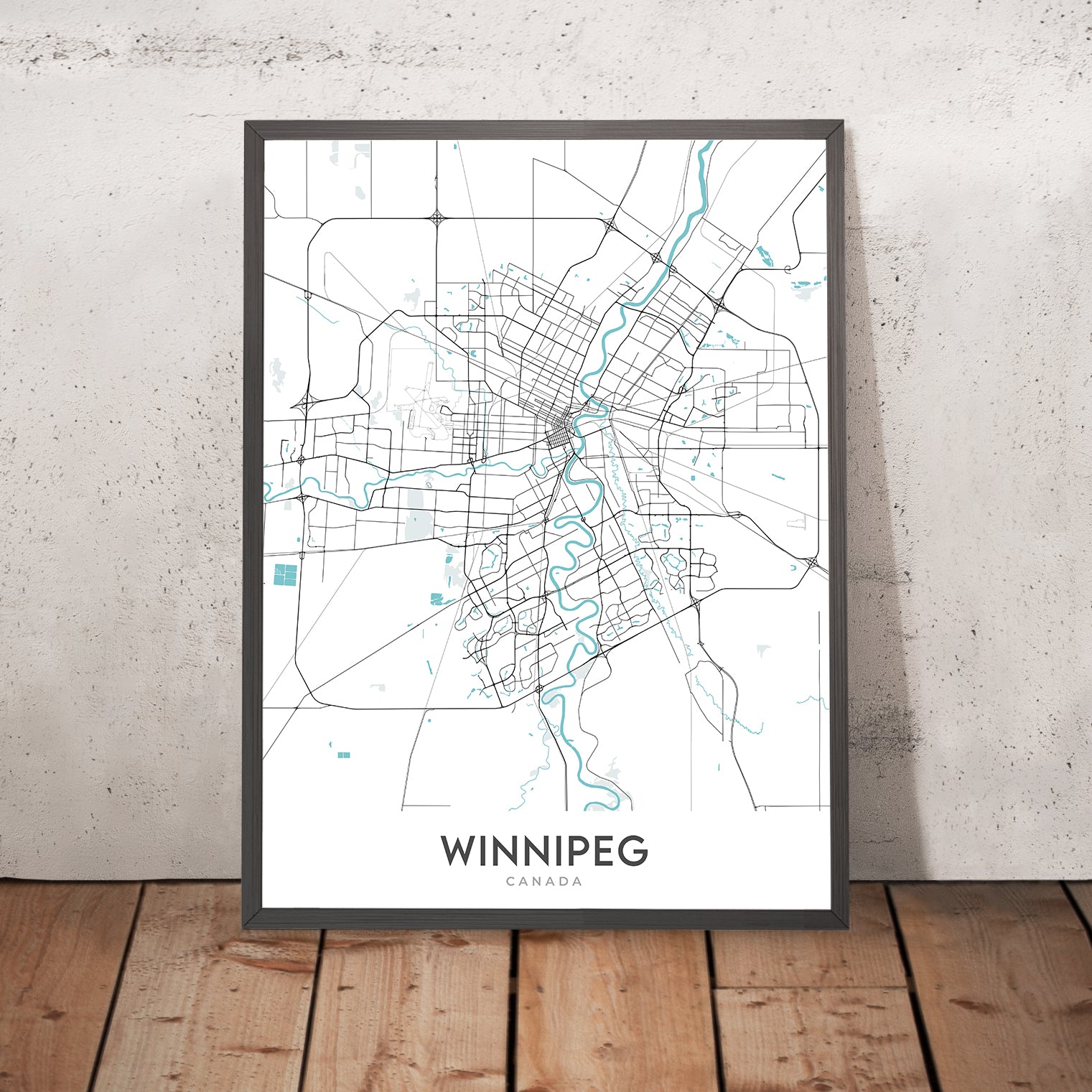 Modern City Map of Winnipeg, Canada: Downtown, St. Boniface, The Forks ...