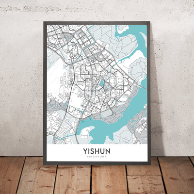 Modern City Map of Yishun, Singapore: Khoo Teck Puat Hospital, Northpoint City, Lower Seletar Reservoir, Yishun Park, SAFRA Club