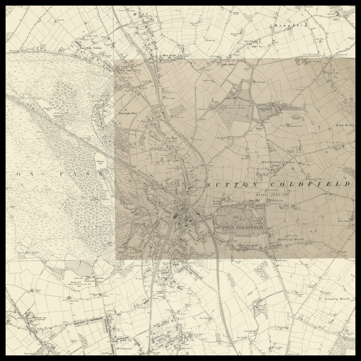 Carte ancienne personnalisée de Royal Sutton Coldfield 