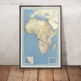 Gran Mapa Antiguo de África, 1957: Fronteras Coloniales, Proyección de Mercator, Geografía Detallada 