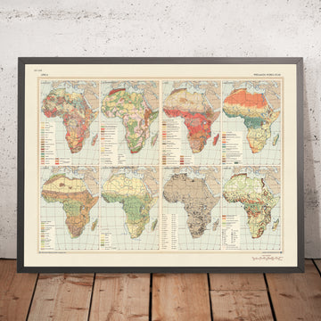 Antigua infografía del mapa de África, 1967: Diversidad geográfica, riqueza mineral, cartografía de la Guerra Fría 